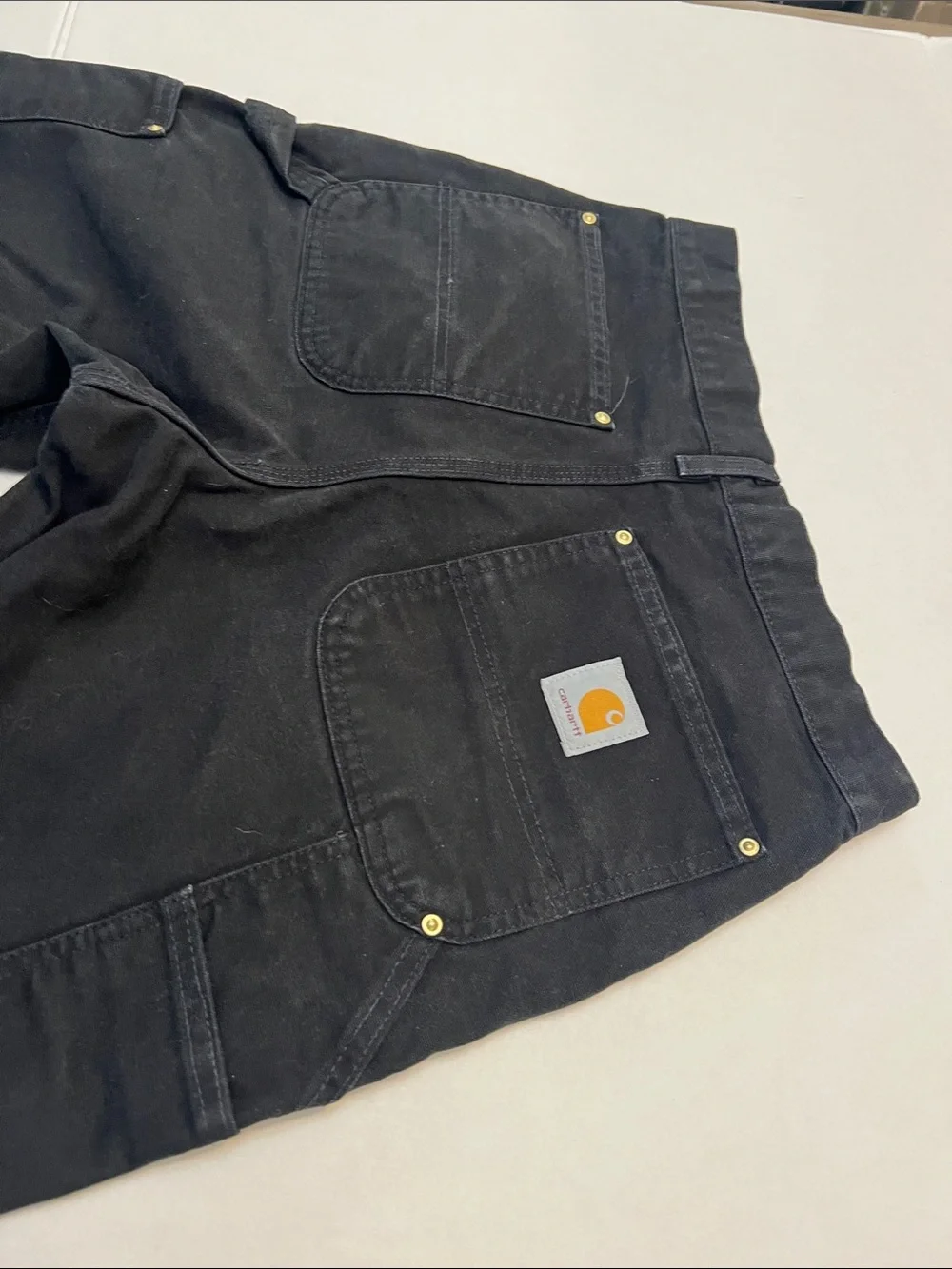 VINTAGE 2001 CARHARTT USA UNION MADE DOUBLE KNEE WORK PANTS BLACK SIZE 31x34
